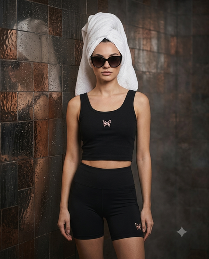 Butterflay Black Lycra Biker Shorts – High-Waist Streetwear Shorts