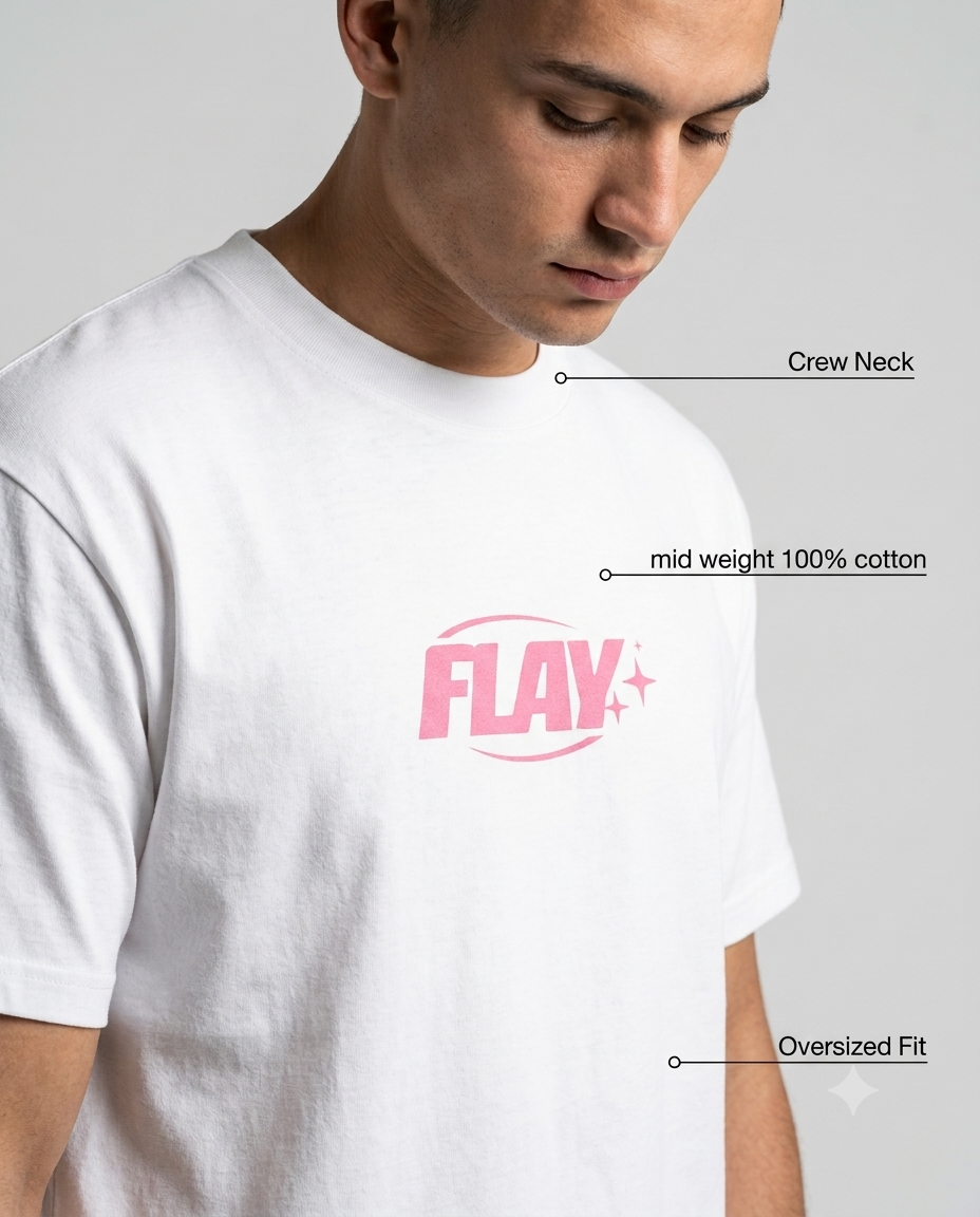 Men's Oversized White Butterflay Tee – Front & Back Graphic Print