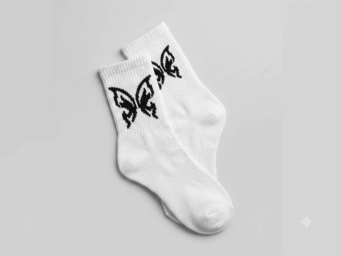 Butterflay Embroidered Crew Socks – Logo Detail